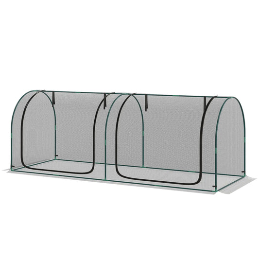8' x 3' Crop Cage, Garden Plant Protector, 3 Zippered Doors, Black