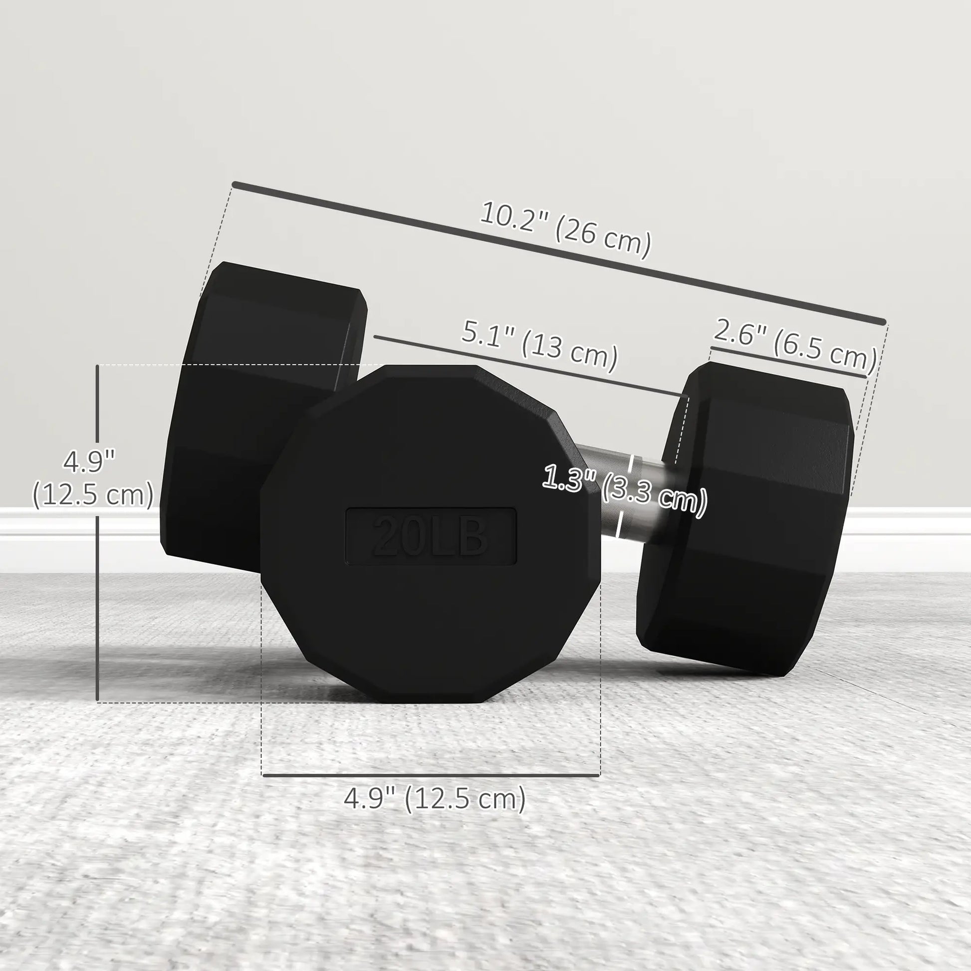 2 x 20lbs Dumbbells Set, Non-Slip Grip, Rubber Covered Weights Dumbbells & Barbells at Gallery Canada