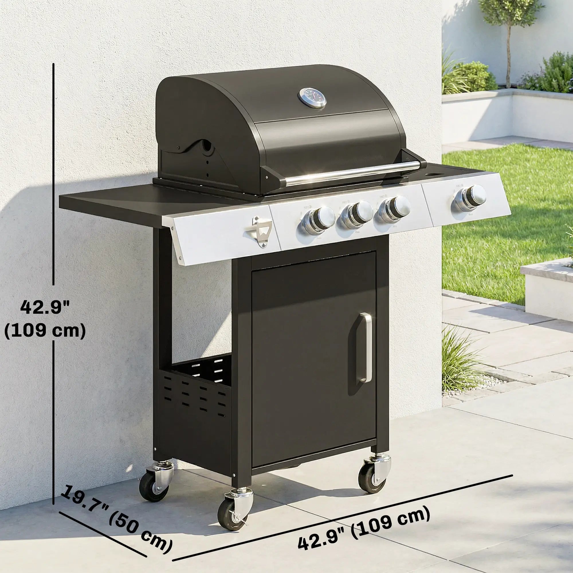 3 Burner Propane Gas Grill, 36,000 BTU, Cast Iron Grates, Wheels, Warming Rack Propane Gas Grills at Gallery Canada