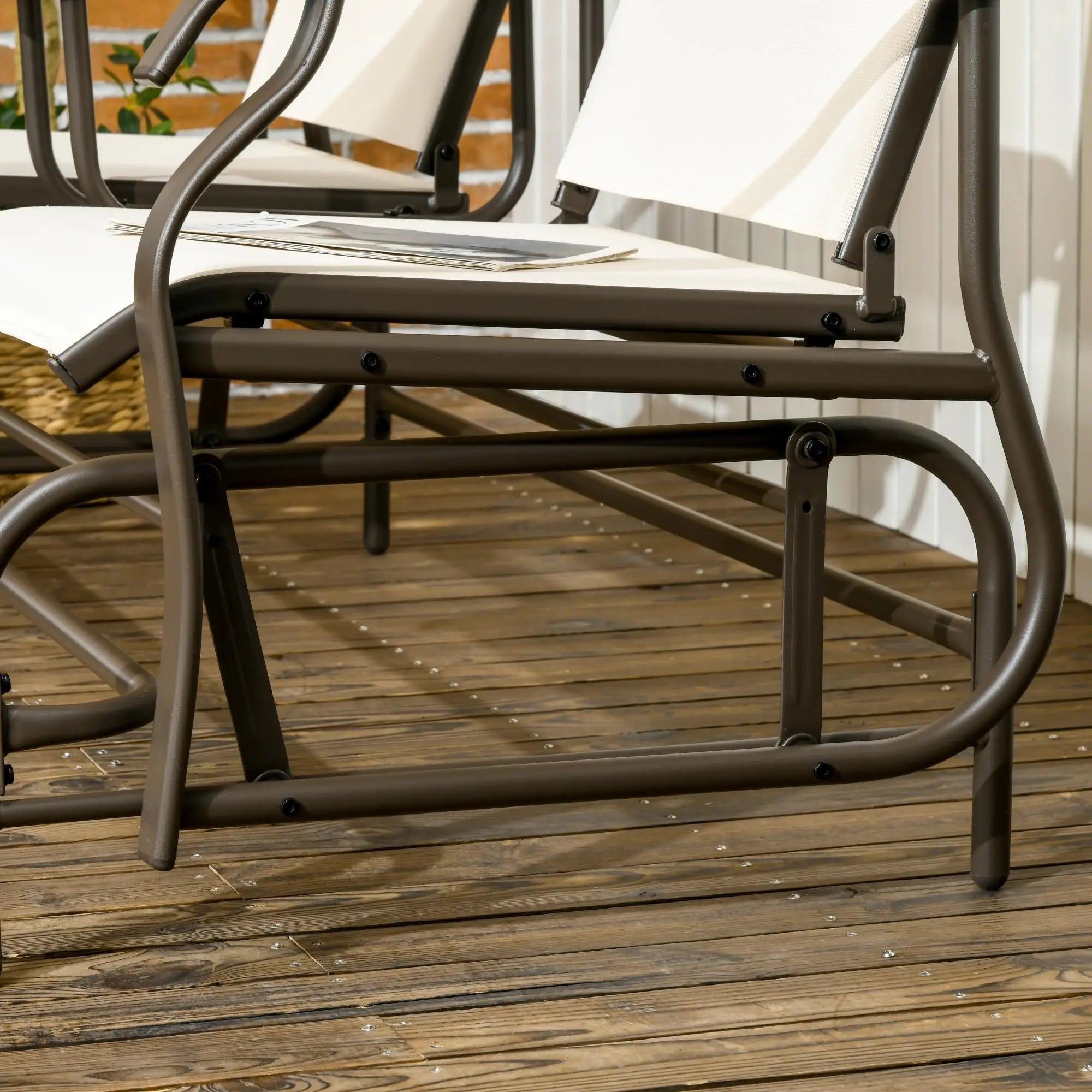 2 Person Patio Glider Rocking Chair, Outdoor Loveseat, Beige Outdoor Gliders at Gallery Canada
