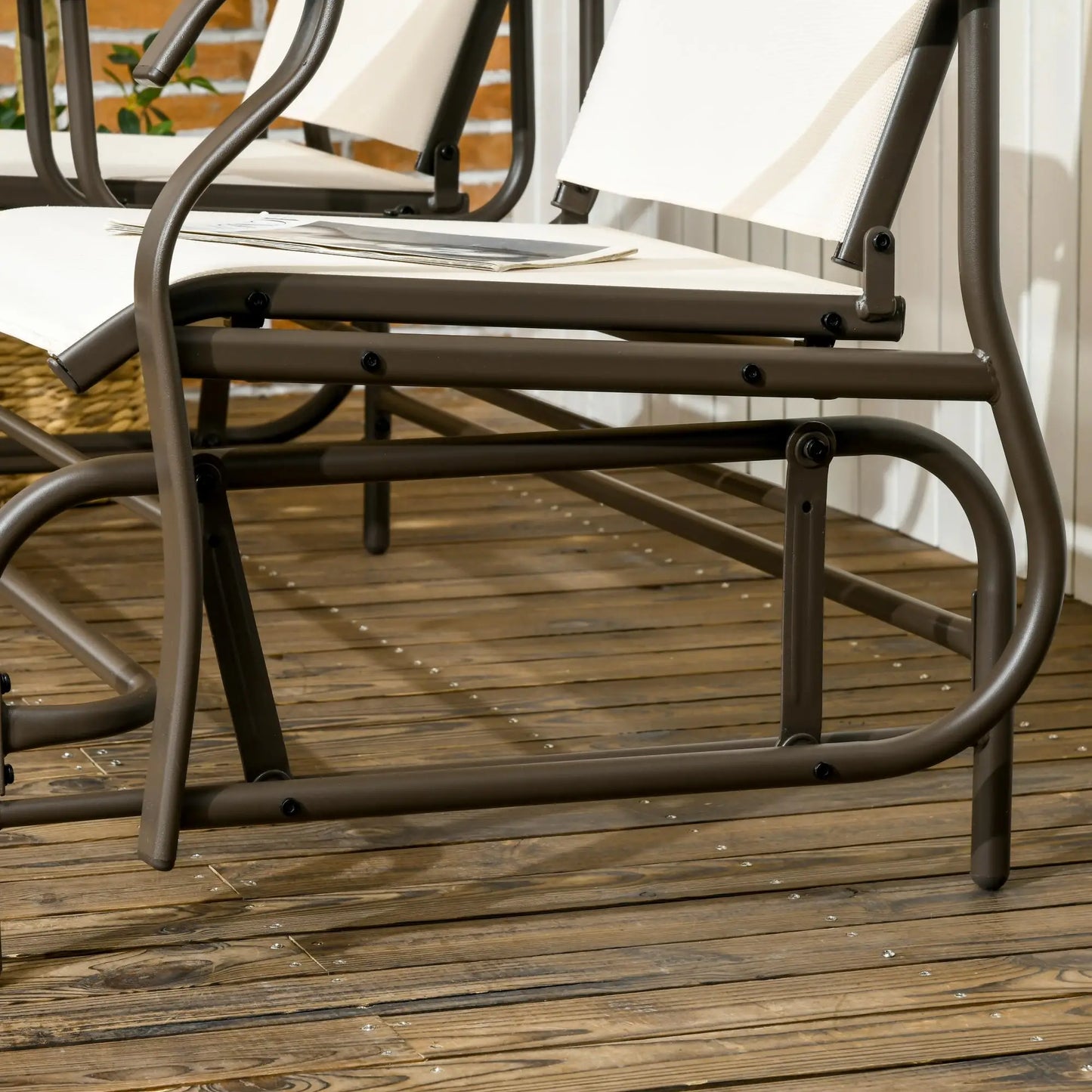 2 Person Patio Glider Rocking Chair, Outdoor Loveseat, Beige Outdoor Gliders at Gallery Canada