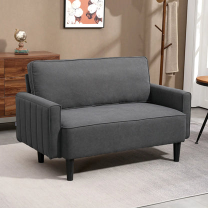 Linen Loveseat Sofa, 2 Seater with Thick Padded Seat, Dark Grey 2-Seater Sofas at Gallery Canada