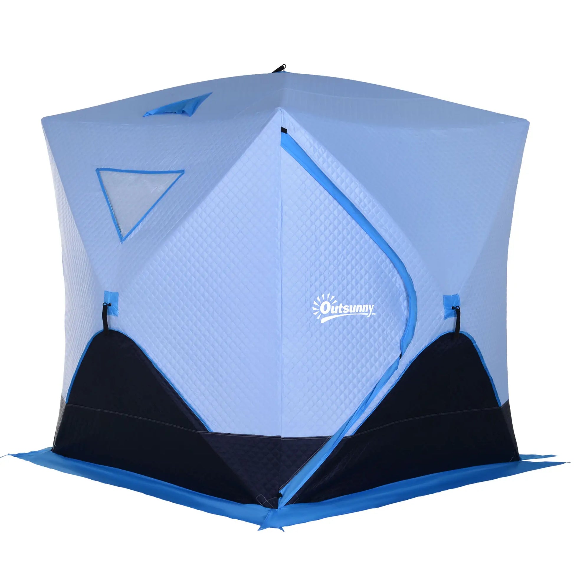 4-Person Pop-Up Ice Fishing Tent, Insulated Shelter, Ventilation Windows, Double Doors, Carry Bag, -22℉ Ice Fishing Tents Light blue, Navy at Gallery Canada