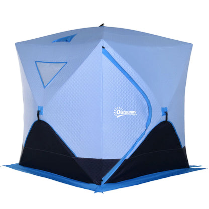 4-Person Pop-Up Ice Fishing Tent, Insulated Shelter, Ventilation Windows, Double Doors, Carry Bag, -22℉ Ice Fishing Tents Light blue, Navy at Gallery Canada