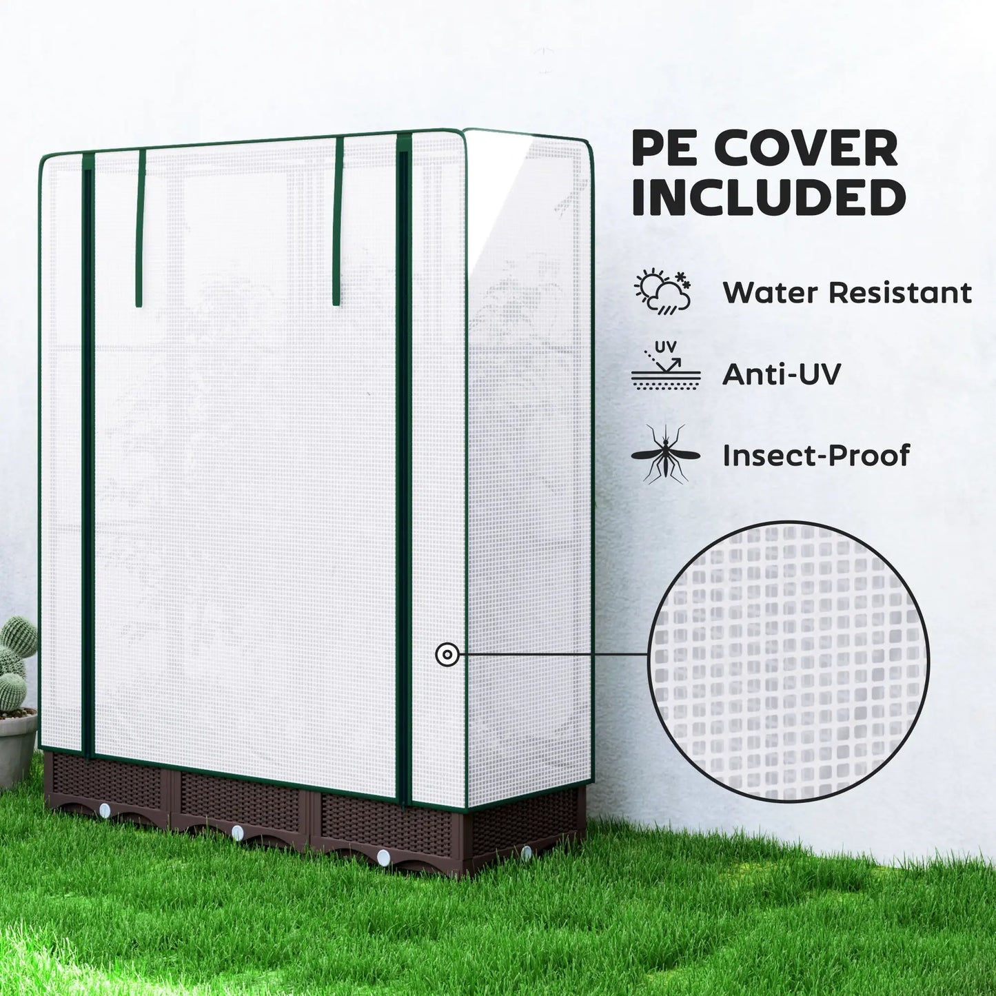 Raised Garden Bed Kit with Trellis, PE Cover, Zipper Door, 47 x 16 x 50 Inch Raised Garden Beds at Gallery Canada