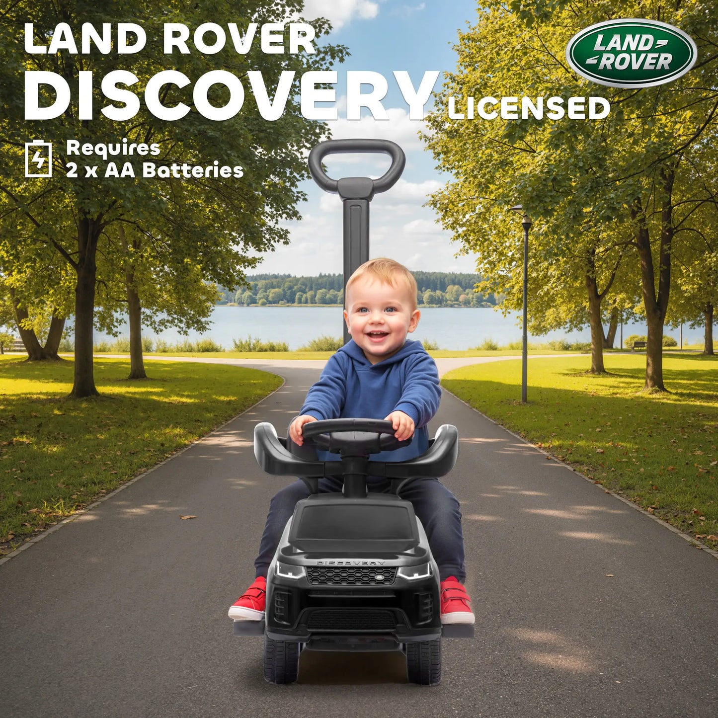 Land Rover Discovery Voiture à pousser 2-en-1, Noir