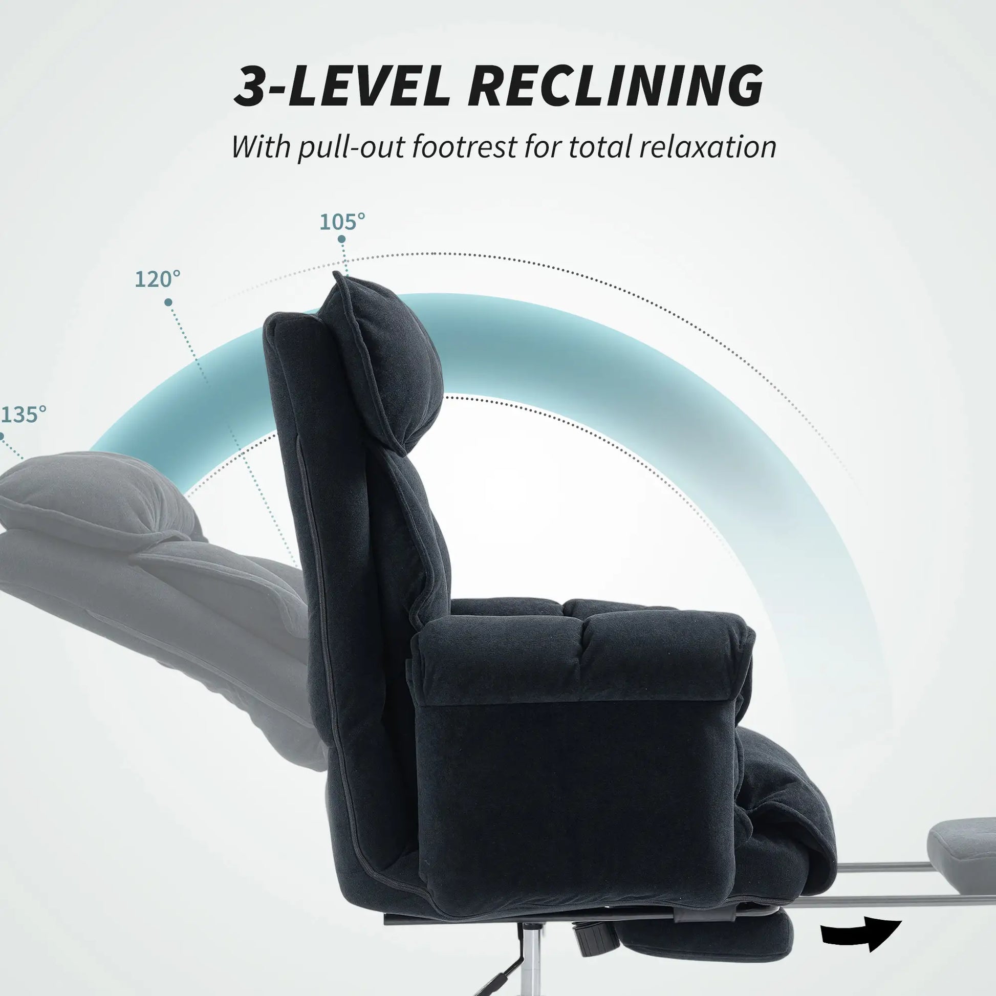 Ergonomic Desk Chair with Footrest, Adjustable Backrest, Lumbar Support, Black Executive & Manager Chairs at Gallery Canada