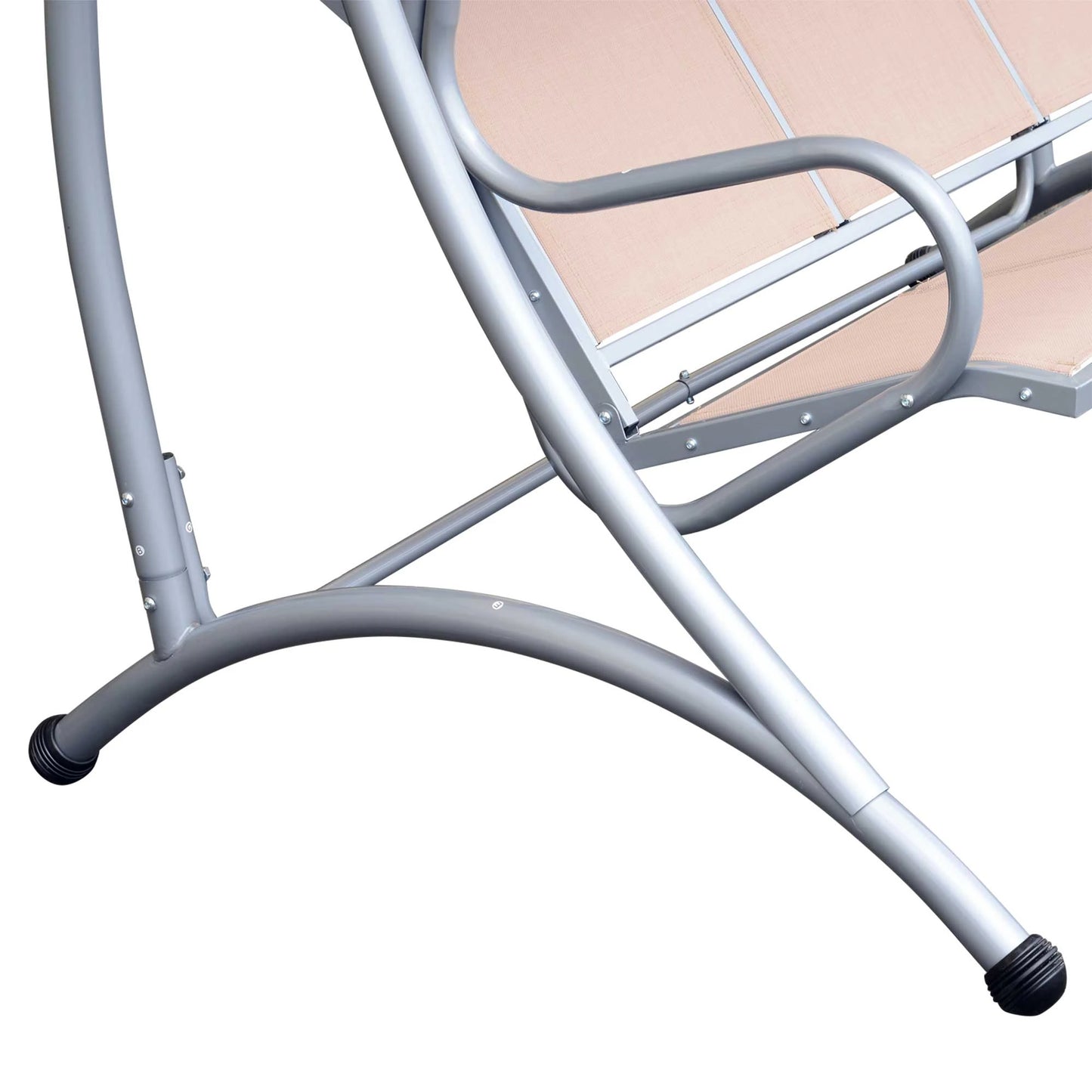 3 Seat Metal Swing Chair Hammock, Canopy Cover, Heavy Duty, Patio Garden Outdoor, Beige Patio Swings with Stand at Gallery Canada