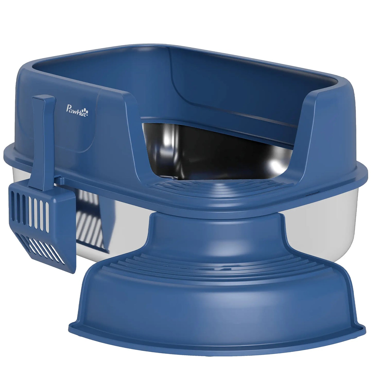 Stainless Steel Cat Litter Box, High Side with Scoop, Anti-Leakage, Navy Blue Cat Litter Box Enclosures Navy Blue, Silver at Gallery Canada