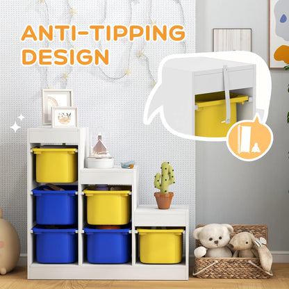 3 Layer Toy Storage Organizer Kids Bookshelf, 6 Plastic Bins, Yellow, Blue Baby & Kids Storage at Gallery Canada