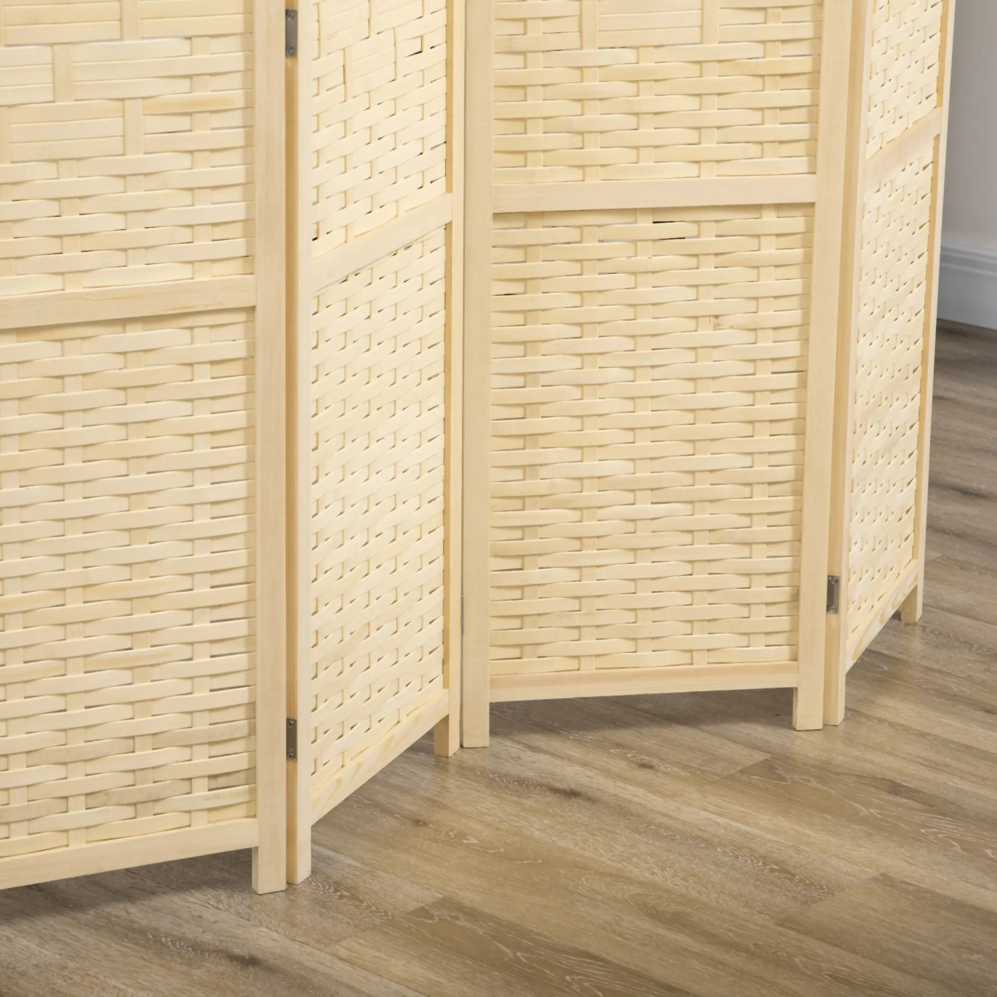 4-Panel Bamboo Room Divider, 5.6 FT, Natural Wood Privacy Screen Room Dividers at Gallery Canada