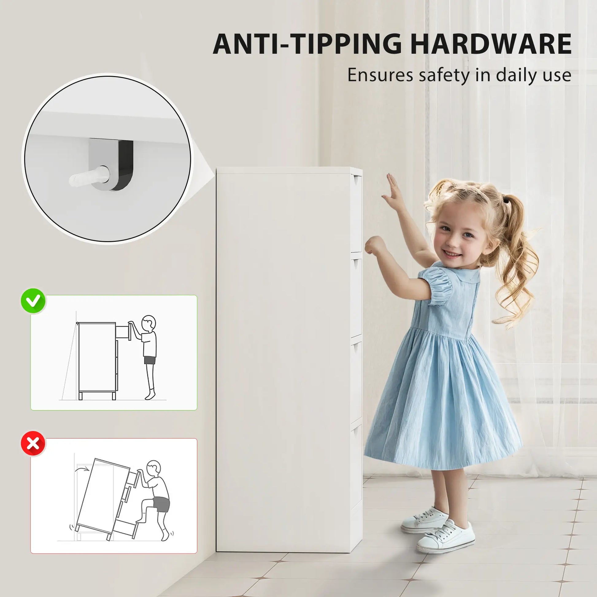 4-Drawer Bathroom Cabinet, Freestanding Narrow Storage, White Bathroom Cabinets at Gallery Canada