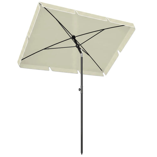 6.5x4ft Rectangle Aluminum Tilt Patio Umbrella, Cream White