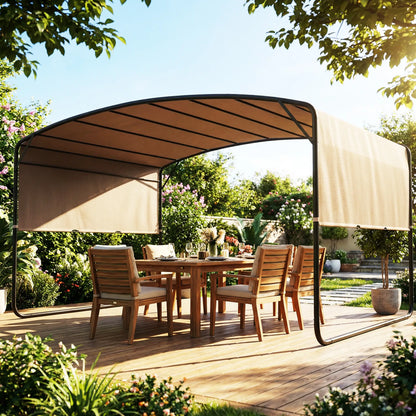10' x 13' Retractable Pergola Canopy, Outdoor Metal Gazebo Sun Shade, Khaki Pergolas at Gallery Canada