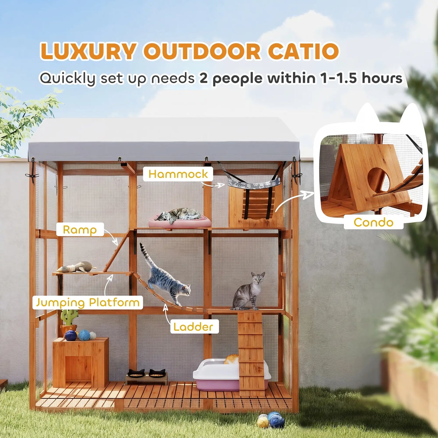 81"H Catio Outdoor Enclosure, Prevents Escaping, Easy Cleaning, Orange Outdoor Cat Enclosures at Gallery Canada