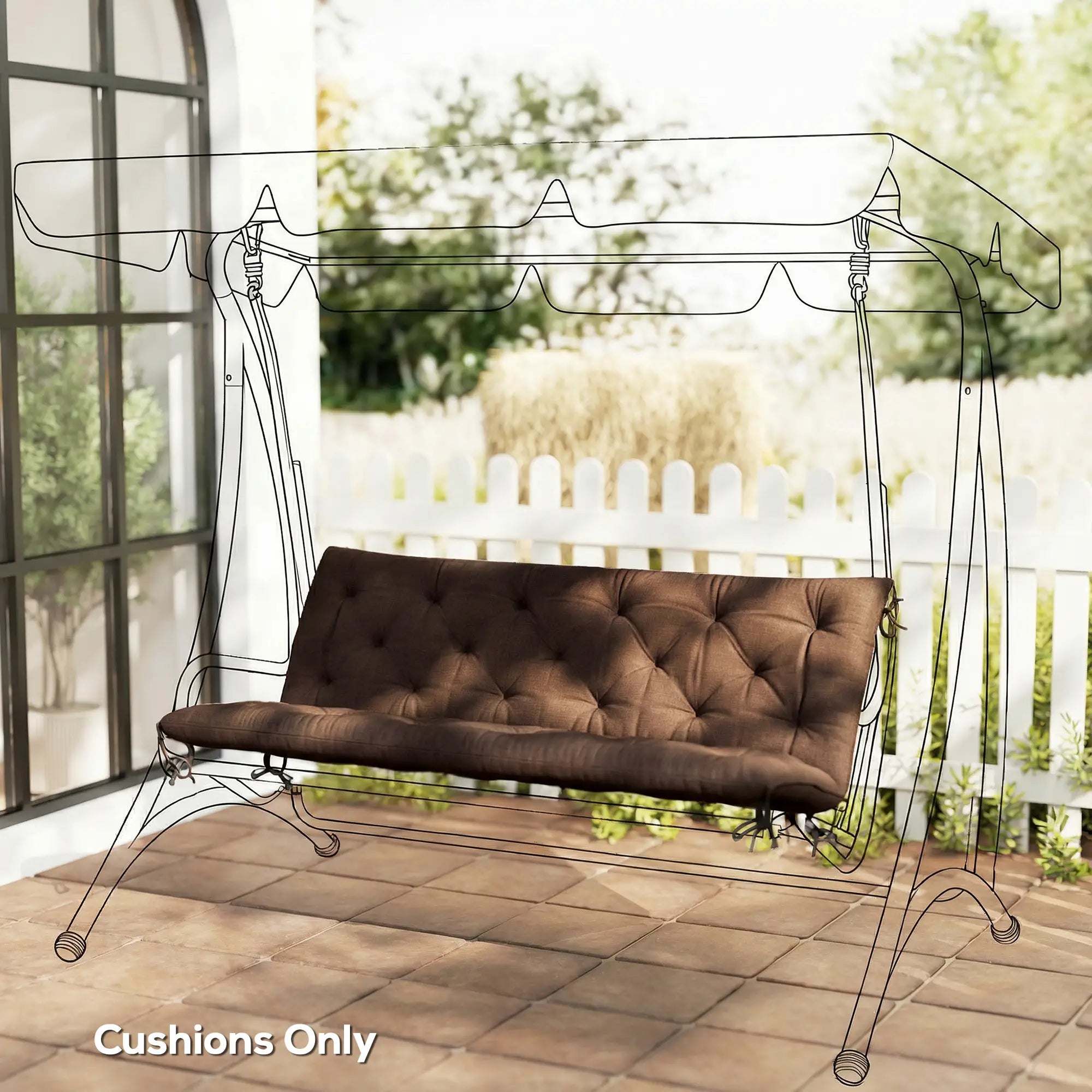 3-Seater Outdoor Bench Swing Chair Replacement Cushions, Patio Garden Patio Chair Cushions at Gallery Canada