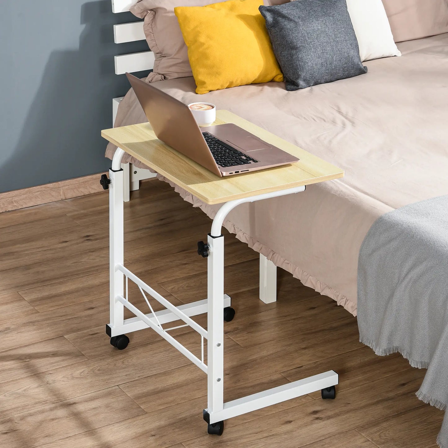 Adjustable Height Mobile Standing Desk, 23.5 Inch, Natural Wood Side Tables at Gallery Canada