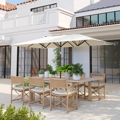 Double-Sided Patio Umbrella With Tilt, Adjustable Height, Vents, 12 Ribs, White Double-sided Umbrellas at Gallery Canada