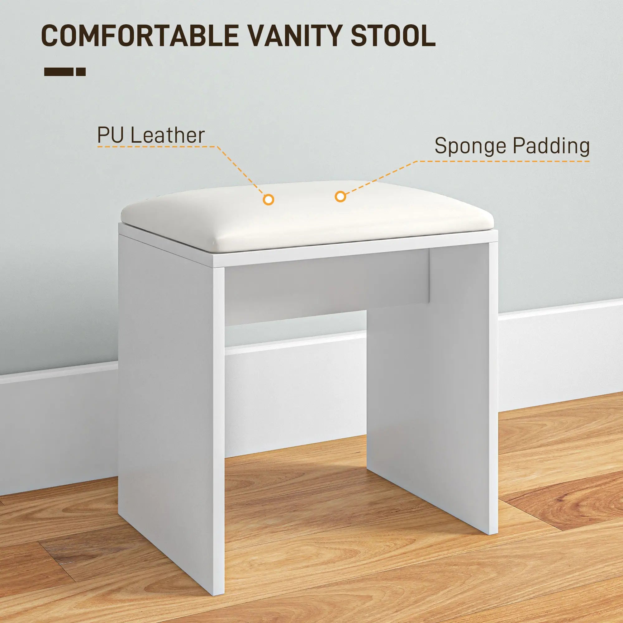 Vanity Set with Mirror, Stool, Storage Drawer, White Dressing & Vanity Tables at Gallery Canada
