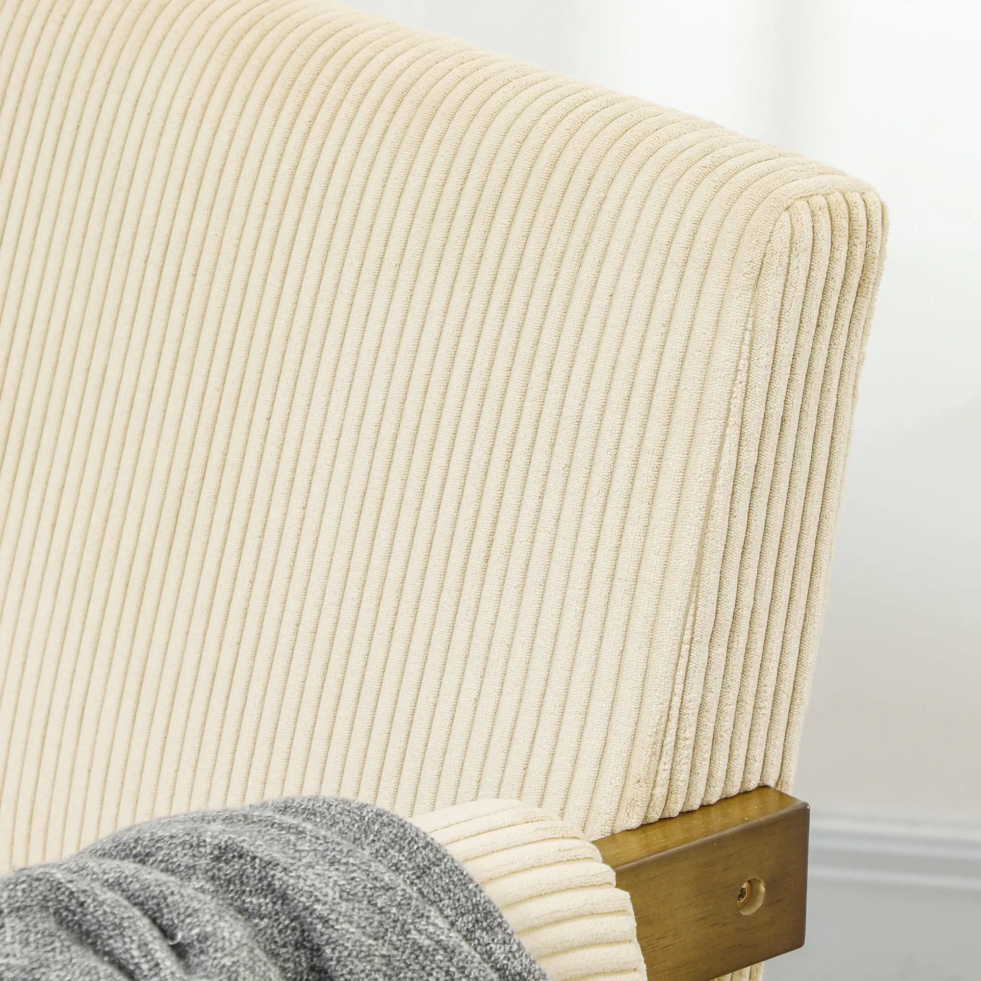 Corduroy Accent Chair, Wide Seat, Soft Padded Armrests, Beige Accent Chairs at Gallery Canada