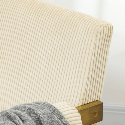 Corduroy Accent Chair, Wide Seat, Soft Padded Armrests, Beige Accent Chairs at Gallery Canada