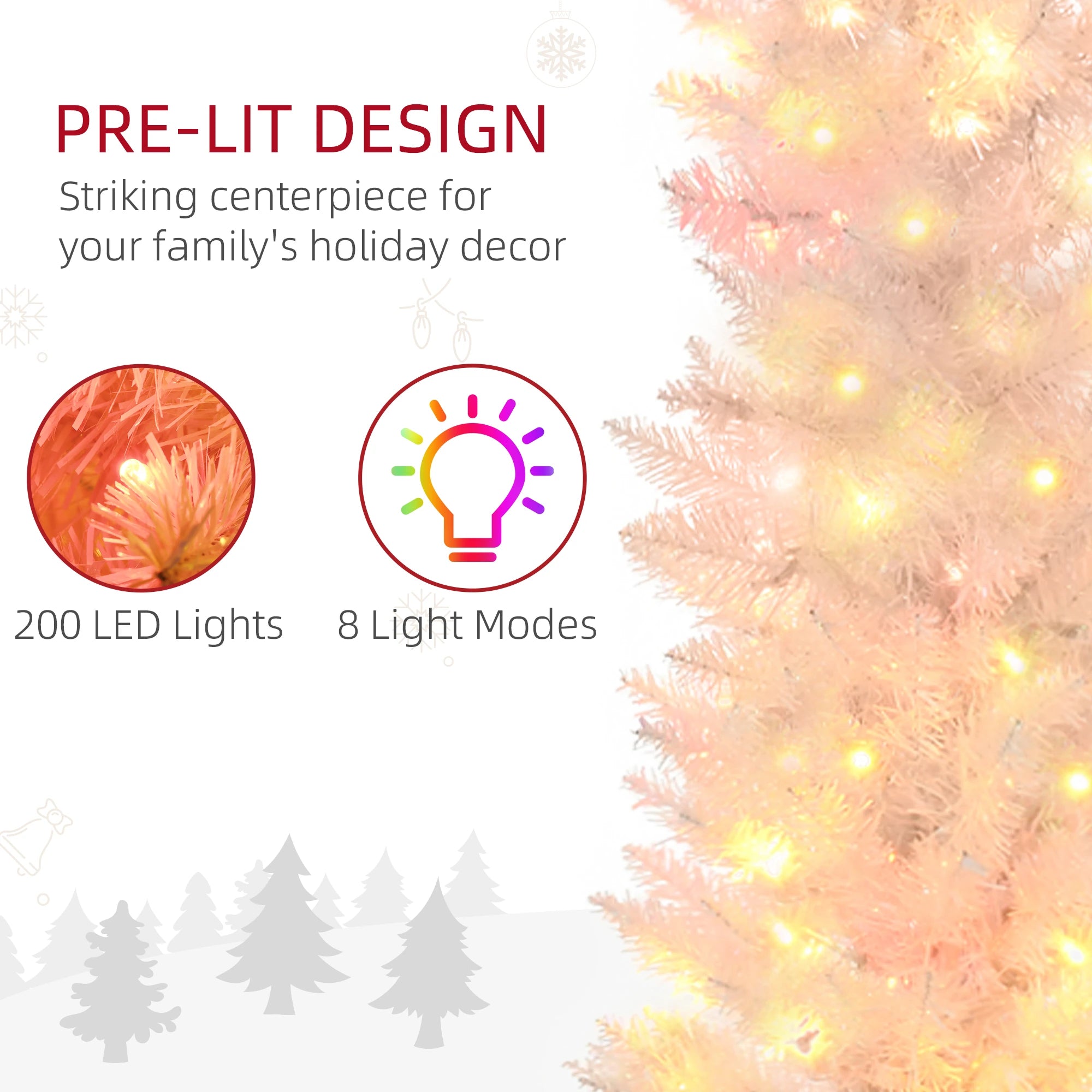 6' Pencil Artificial Christmas Tree, Colourful LED Lights, White Pencil Christmas Trees at Gallery Canada