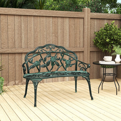 40" Outdoor Garden Bench, Cast Aluminum Antique Rose, Green Outdoor Benches at Gallery Canada