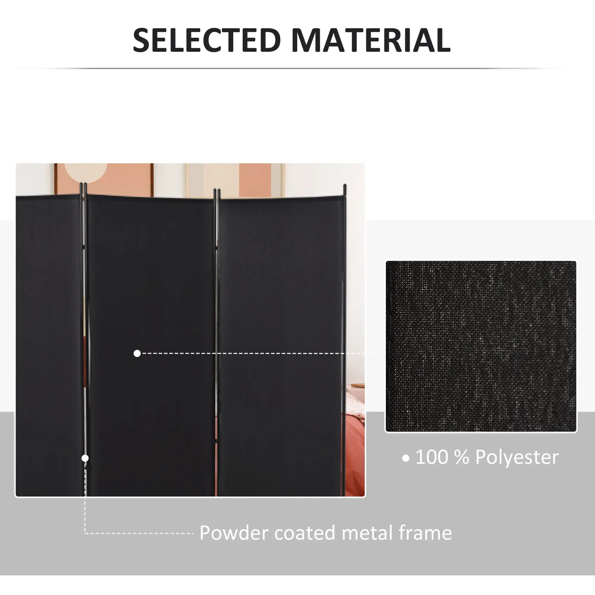 6' 3 Panel Room Divider, Double Hinged, Indoor Privacy Screen, Black Room Dividers at Gallery Canada