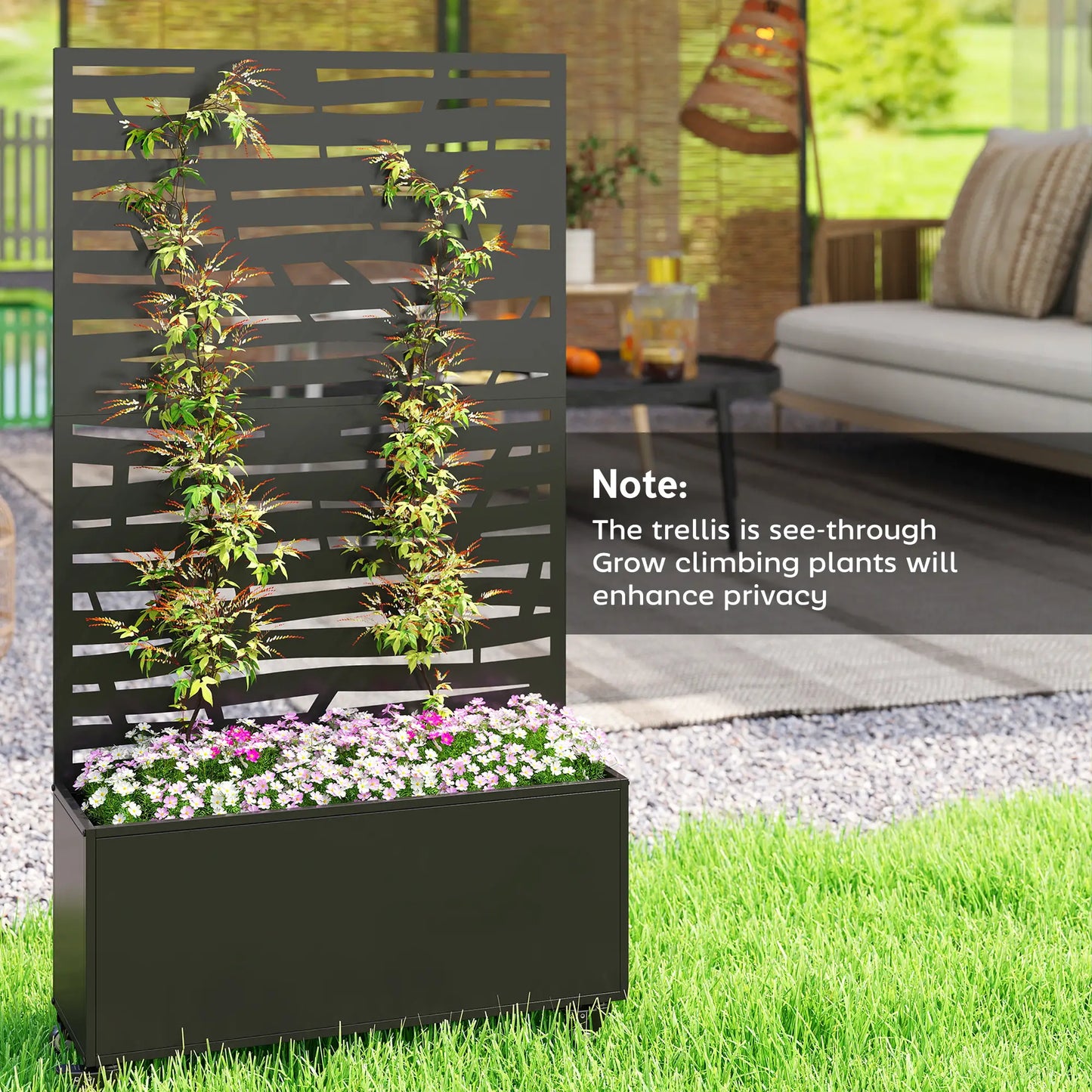 Metal Planter Box With Trellis, Raised Garden Bed With Privacy Screen Galvanized Planter Boxes at Gallery Canada
