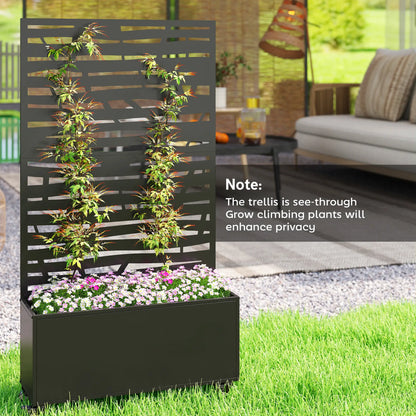 Metal Planter Box With Trellis, Raised Garden Bed With Privacy Screen Galvanized Planter Boxes at Gallery Canada