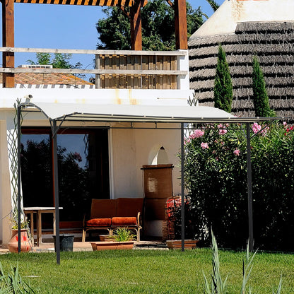 10x8ft Metal Gazebo, Extendable Awning, Outdoor Shelter, Cream White Pergolas at Gallery Canada