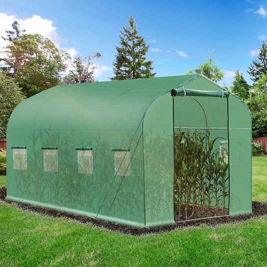 13' x 6.5' x 6.5' Walk-In Greenhouse, Plant Grow Tent, Green Plastic Greenhouses Green at Gallery Canada