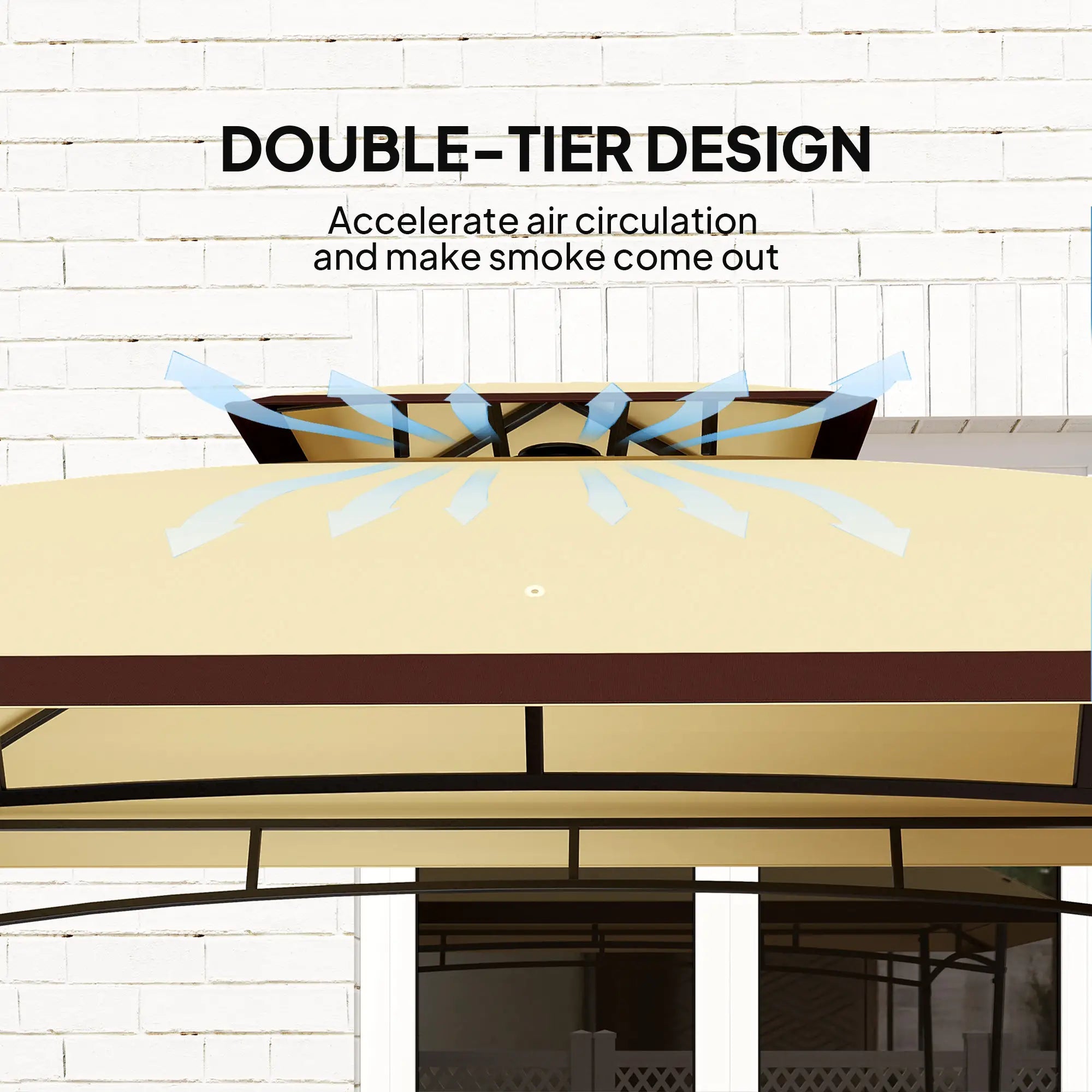 8' x 5' Outdoor Grill Gazebo, Double Tiered, Beige BBQ Grill Gazebos at Gallery Canada