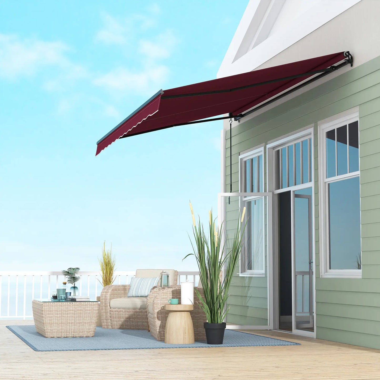 13' x 10' Retractable Awning, UV Resistant Sunshade, Wine Red Window Awnings at Gallery Canada