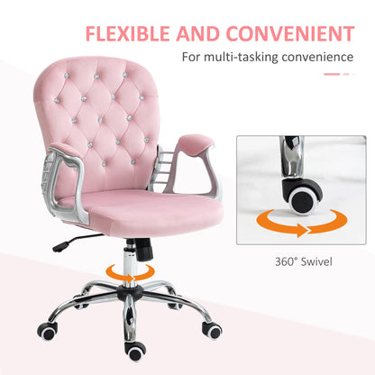 Adjustable Height Office Chair, Tufted Back Computer Desk Chair, Pink Task Chairs at Gallery Canada