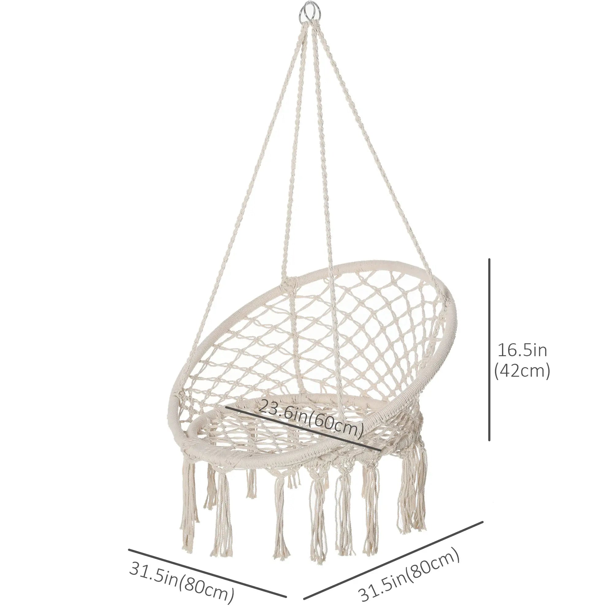 Hanging Rope Hammock Swing, Indoor Outdoor, Cotton-Polyester, Cream White Hammock Swings at Gallery Canada