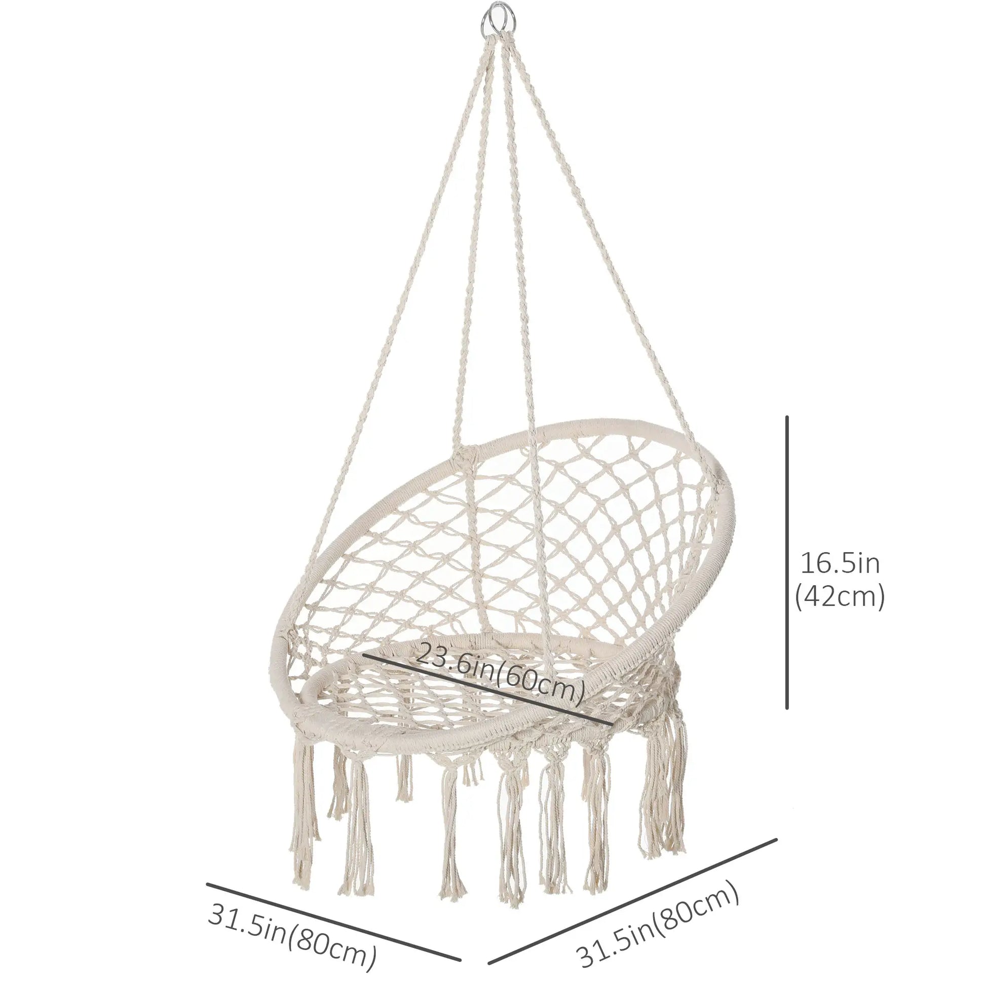 Hanging Rope Hammock Swing, Indoor Outdoor, Cotton-Polyester, Cream White Hammock Swings at Gallery Canada