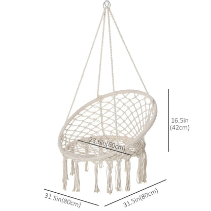 Hanging Rope Hammock Swing, Indoor Outdoor, Cotton-Polyester, Cream White Hammock Swings at Gallery Canada