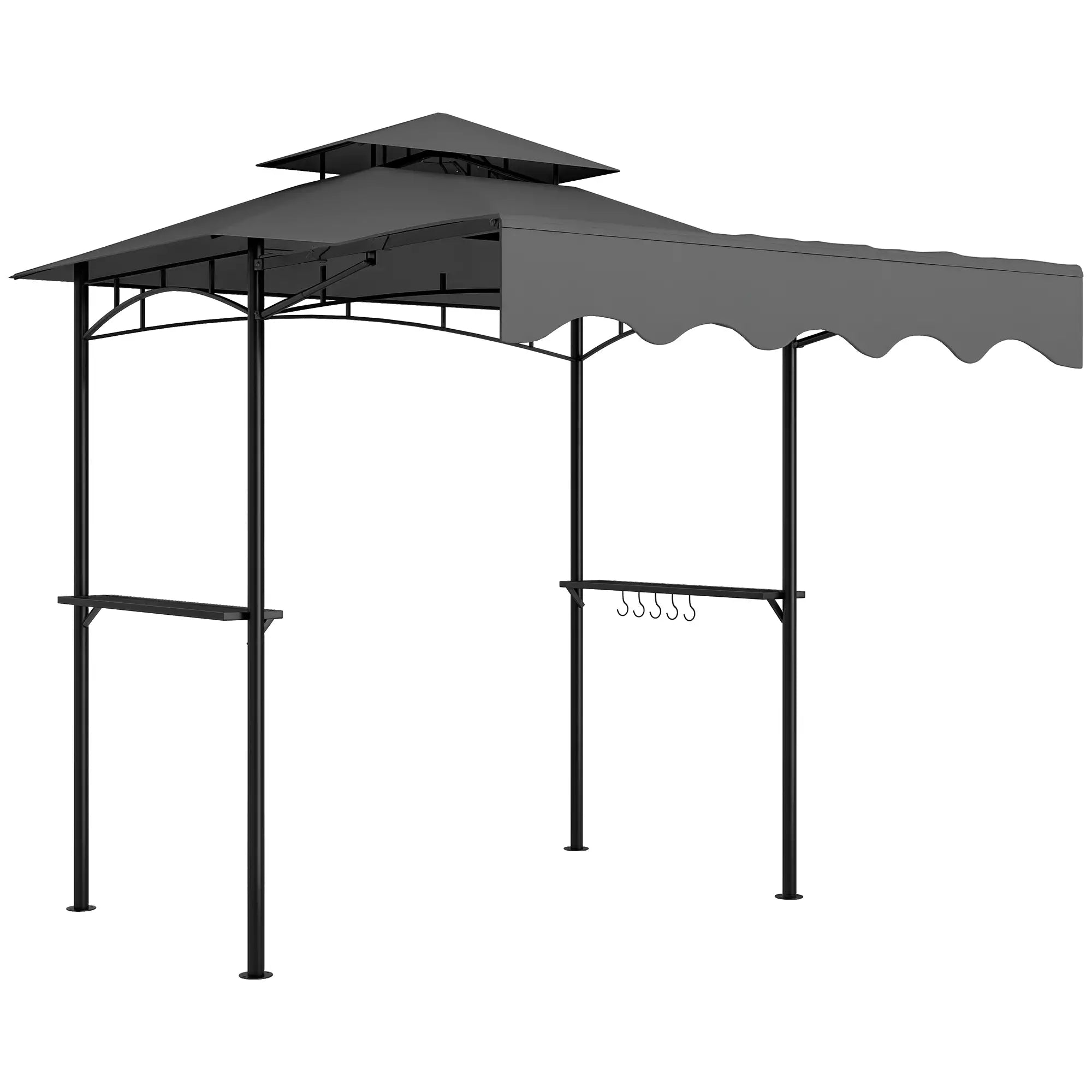 8' x 5' Grill Gazebo, Double Tiered Barbecue Shelter, Dark Grey BBQ Grill Gazebos at Gallery Canada
