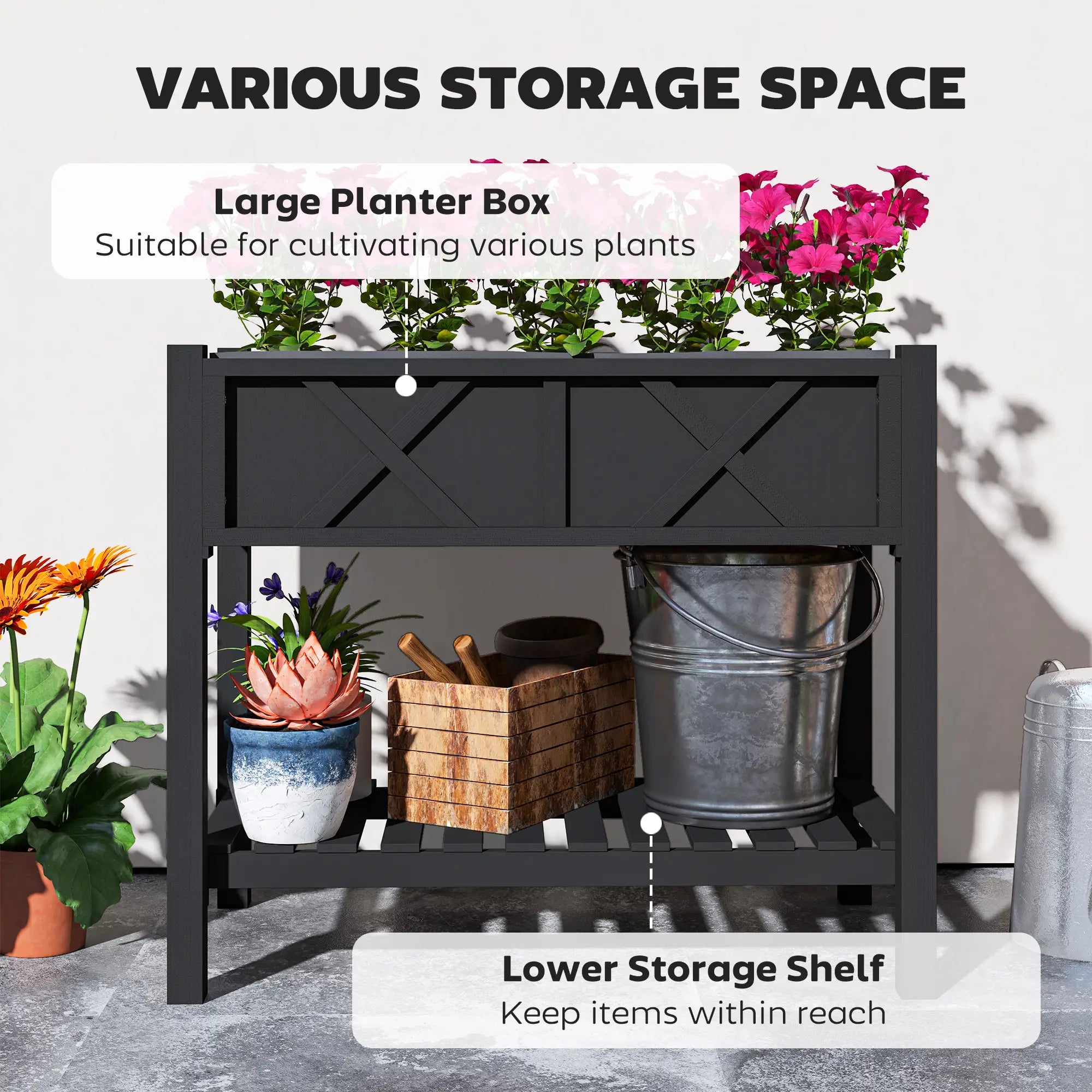 Wooden Raised Garden Bed, Elevated Planter Box, 34