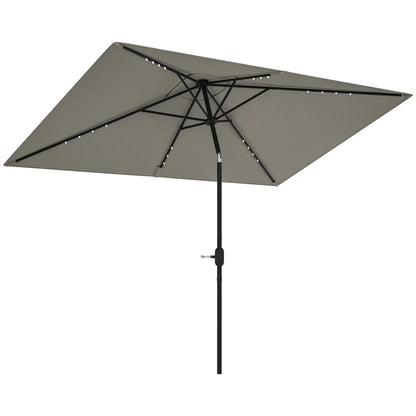 Patio Umbrella with 22 LED Solar Lights, Tilt, Light Grey Sun Umbrellas at Gallery Canada