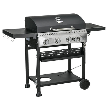 40,000 BTU Propane Gas Grill, 4 Burners, Side Burner, Warming Rack, Black Propane Gas Grills at Gallery Canada