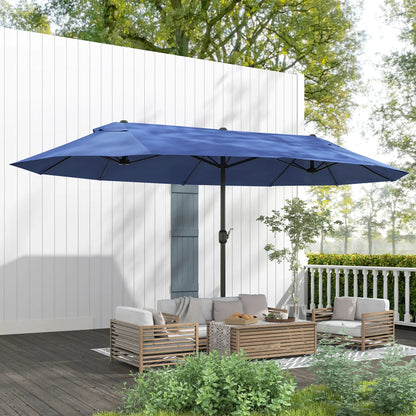 15ft Double-Sided Patio Umbrella, Twin Canopy, Crank, Blue Sun Umbrellas at Gallery Canada