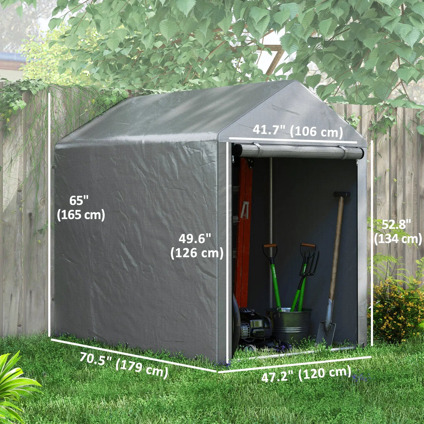 4x6ft Outdoor Storage Shed Tent, Portable with Roll-up Door Sheds at Gallery Canada