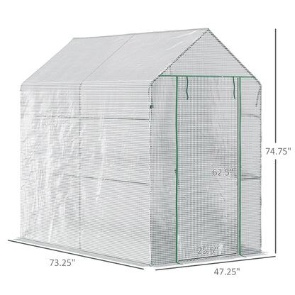 73" x 47" x 75" Walk-in Greenhouse, Portable Plant Growth House, White Walk In Greenhouses at Gallery Canada