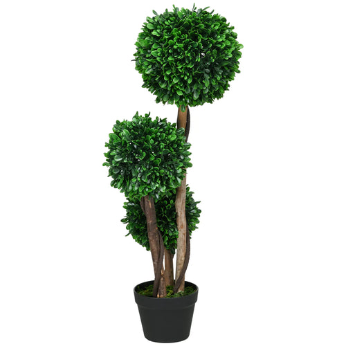 3ft Artificial Tree, Triple Ball Boxwood Topiary, Indoor Outdoor