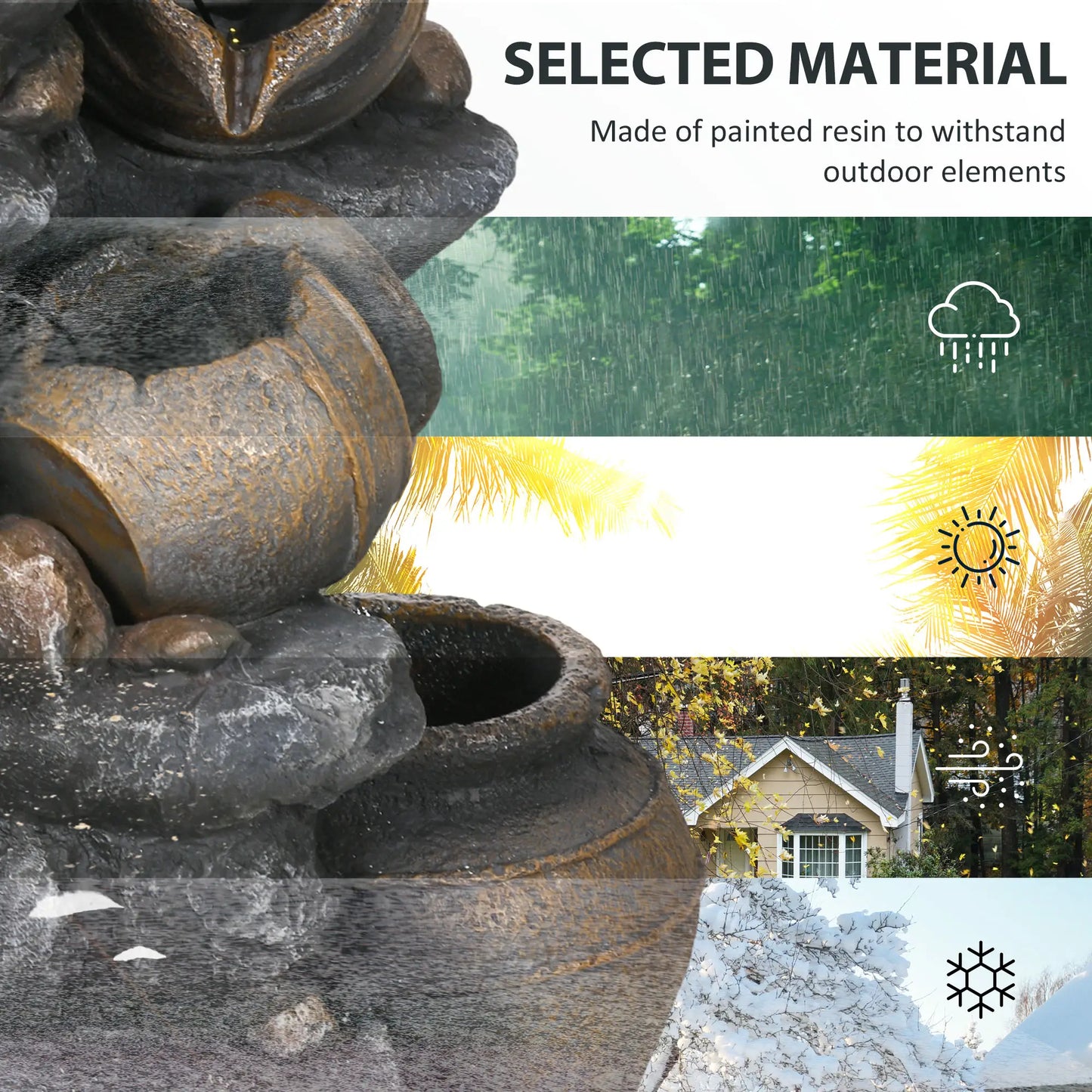 28.3" Solar Water Fountain, 4-Tier Resin Cascading Jars with LED Lights Water Fountains at Gallery Canada