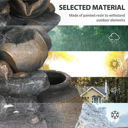 28.3" Solar Water Fountain, 4-Tier Resin Cascading Jars with LED Lights Water Fountains at Gallery Canada