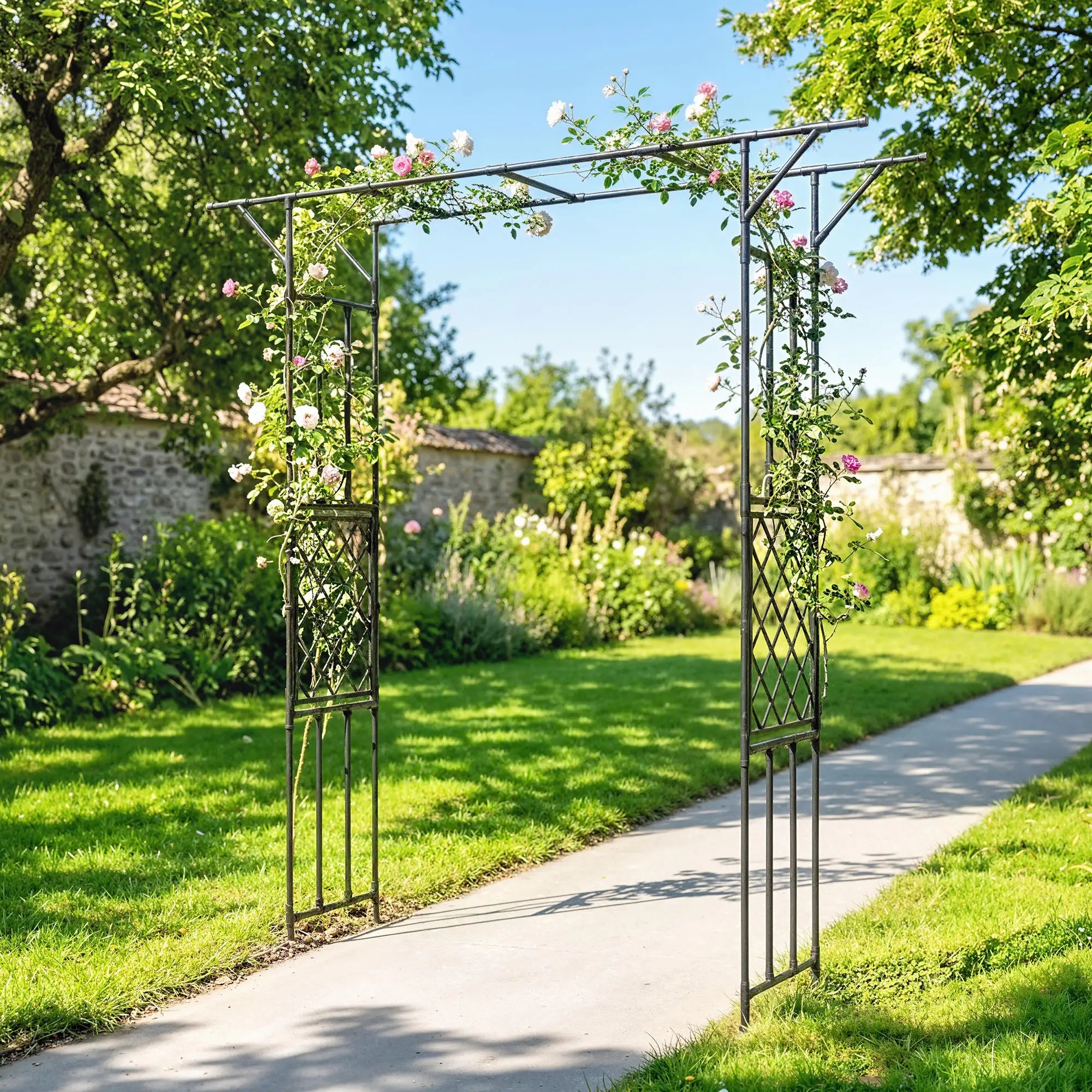 PE-Coated Steel Garden Arch Trellis, 70.9