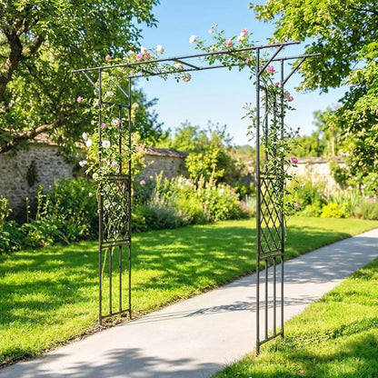 PE-Coated Steel Garden Arch Trellis, 70.9" x 15.7" x 84.6", Black Garden Arches at Gallery Canada
